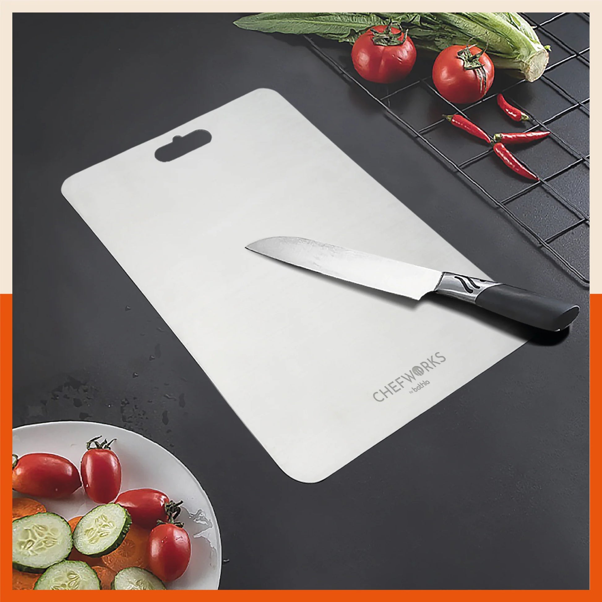 Stainless Steel Chopping And Cutting Board With Easy Carry Handle 1.5mm Thickness. 60%Offer